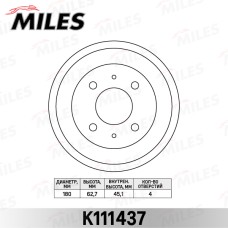 Барабан тормозной Hyundai Accent 03- (ТаГАЗ) Miles K111437