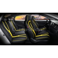 Накидки на сиденье CarFashion Integral Plus 5D экокожа/замша каркасная черный/черный/желтый
