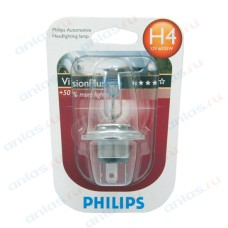 Лампа 12 В H4 60/55 Вт Р43 +60% Vision Plus галогенная блистер Philips 12342VPB1 (бл.)