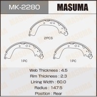 Колодки тормозные MASUMA MK-2280 (1/4) барабанные R-1052