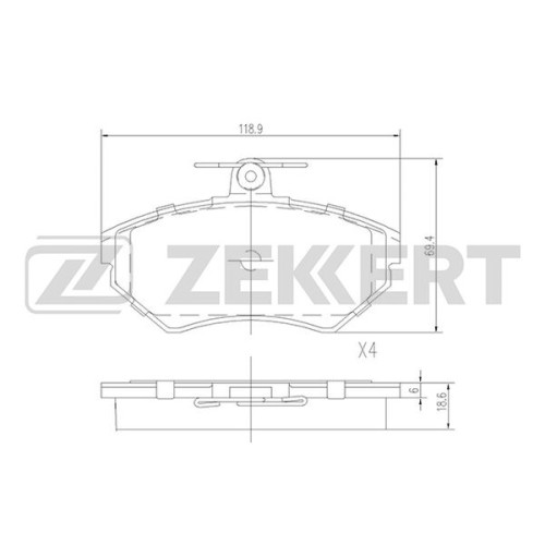 Колодки тормозные Audi A4 94-, A4 II 97-; VW Passat V 96- передние дисковые (GDB1266) Zekkert BS-2387