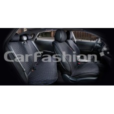 Накидки на сиденье CarFashion Crown plus экокожа/твид черный/черный/синий 11 пр.