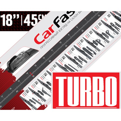 Щетка стеклоочистителя бескаркасная CarFashion Turbo 18"/450 мм 11 переходников 50038