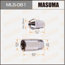 Гайки секретные 12 x 1.25 (4 шт. + головка-ключ) MASUMA MLS061