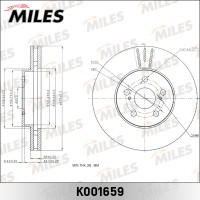 Диск тормозной MILES K001659 Диск тормозной WISH передний вент.