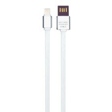 Кабель USB 2.0 - iPhone/iPod/iPad 8pin, 1м, 2.1A, реверсивный, плоский, OLMIO