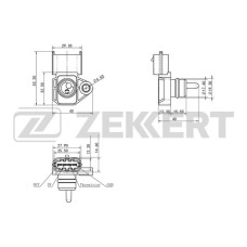 Датчик абсолютного давления (ДАД) ZEKKERT SE1027 Hyundai Accent II,III 00-, Getz 02-, Santa Fe 01-, Tucson 04-