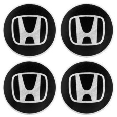 Эмблема на диски/колпаки D=5,7 см черные/алюминий Honda 4 шт. Skyway