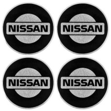 Эмблема на диски/колпаки D=5,7 см черные/алюминий Nissan 4 шт. Skyway