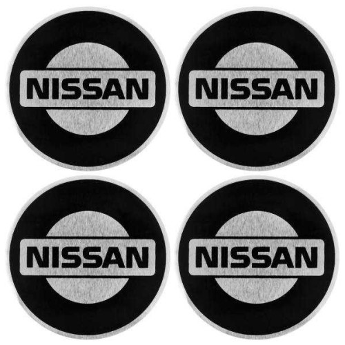 Эмблема на диски/колпаки D=5,7 см черные/алюминий Nissan 4 шт. Skyway