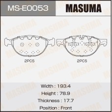 Колодки тормозные BMW X5 (E70) 06-13, X6 (E71, 72) 07-14 передние Masuma MS-E0053