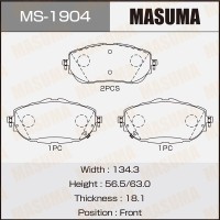 Колодки тормозные Toyota Corolla (E180) 13-, Auris (E180) 12- передние MASUMA MS-1904