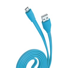 Кабель micro USB 1 м 2.1 A голубой плоский Olmio