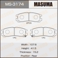 Колодки тормозные MASUMA AN-224WK, NP3013, P54012 rear