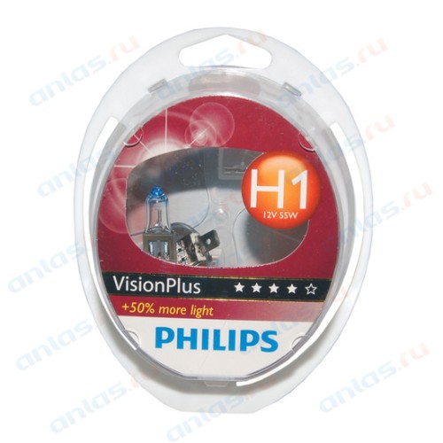Лампа 12 В H1 55 Вт дальнего света +60% Vision Plus 2 шт. Philips