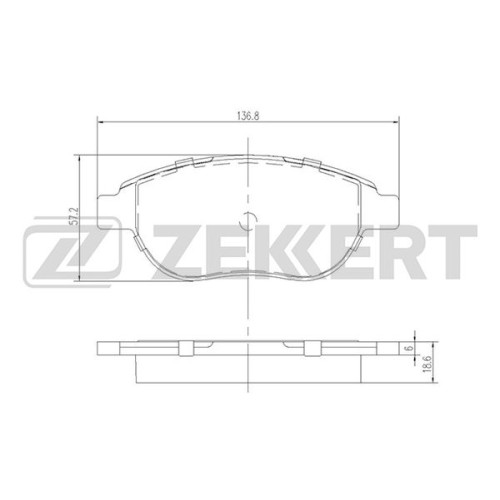 Колодки тормозные Citroen C4 04-; Fiat Idea 04-; Peugeot 206 -3- передние дисковые (GDB1624) Zekkert BS-1447