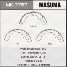 Колодки стояночного тормоза Mitsubishi Outlander (CW) 07-12; Subaru Forester 07-, Impreza 07- Masuma MK-7757