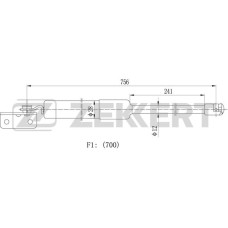 Амортизатор багажника ZEKKERT GF2014 Hyundai H-1 00-, Starex 97- (длинная база)