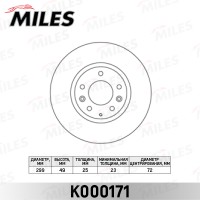 Диск тормозной Mazda 6 (GH) 07-13 передний 299 x 25 Miles K000171