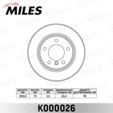 Диск тормозной BMW 1 E81/E87 1.6/2.0 04- передний вентилируемый Miles K000026