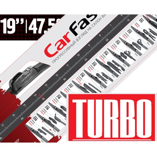 Щетка стеклоочистителя бескаркасная CarFashion Turbo 19"/475 мм 11 переходников