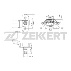 Датчик абсолютного давления (ДАД) ZEKKERT SE1030 Audi A3 II 03-, Skoda Octavia (1Z3,1Z5,1U2,1U5) 00-, VW Golf