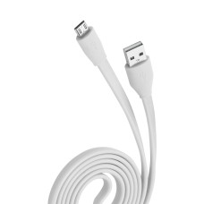 Кабель micro USB 1 м 2.1 A белый плоский Olmio