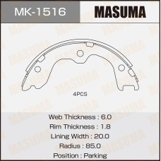 Колодки стояночного тормоза Nissan Teana (J31, J32) 03-14; Infiniti EX35/37 08-, G37 07- MASUMA MK-1516