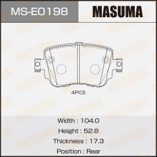 Колодки тормозные VAG Octavia III (5E) 12-, A1 (8X) 10-, Caddy IV 15- задние Masuma MS-E0198