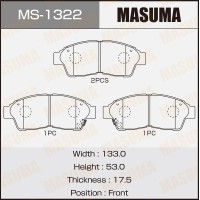 Колодки тормозные Toyota Corolla (E100) 92-97, Camry 96-01, Carina E 92-97, RAV 4 94-00 передние MASUMA MS-1322