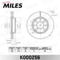 Диск тормозной Opel Corsa C 1.0-1.7 00- передний Miles K000256