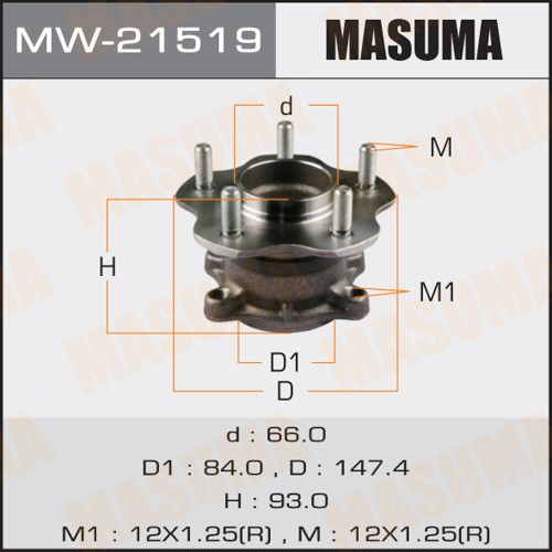 Ступица Nissan Teana (L33) 14- задняя (+ABS) MASUMA MW-21519
