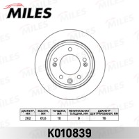Диск тормозной Hyundai i30/ix35; Kia Ceed, Sportage задний D=262 мм Miles K010839