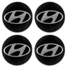 Эмблема на диски/колпаки D=5,7 см черные/алюминий Hyundai 4 шт. Skyway