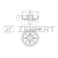 Барабан тормозной ZEKKERT BS5528 зад. Citroen C2 03-, C3 I, II 02-, Peugeot 1007 05-, 208 13-