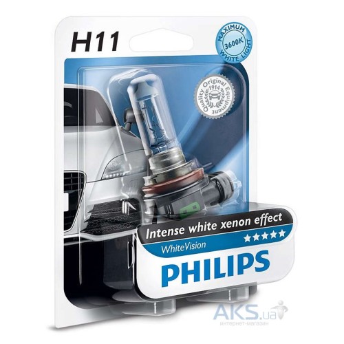 Лампа 12 В H11 55 Вт PGJ19-2 White Vision галогенная блистер Philips