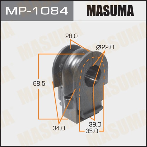 Втулка стабилизатора Nissan Qashqai (J10) 06-13, X-Trail (T31) 07-13 переднего D=22 MASUMA MP-1084