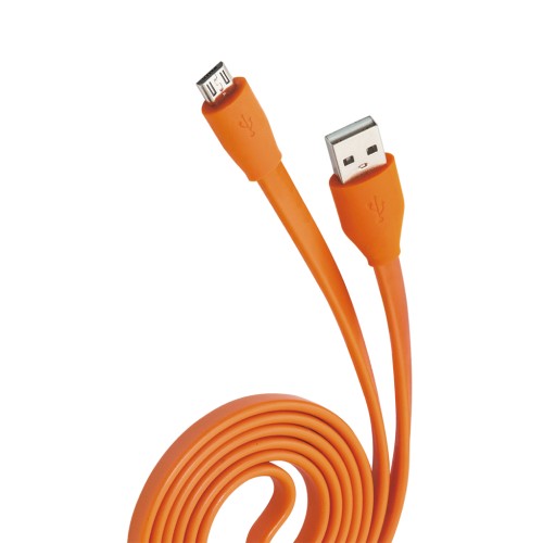 Кабель micro USB 1 м 2.1 A оранжевый плоский Olmio