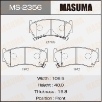 Колодки тормозные Nissan Almera (N15) 95-00, Sunny 94-98 передние MASUMA MS-2356