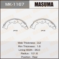 Колодки тормозные Nissan Almera Classic 06-12, Sunny 98-04, Primera (P10, P11) барабанные MASUMA MK-1167