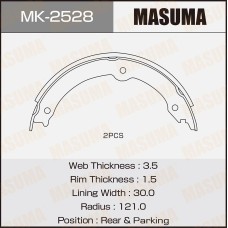 Колодки стояночного тормоза Toyota Land Cruiser (J200) 07-; Lexus LX 07- MASUMA MK-2528