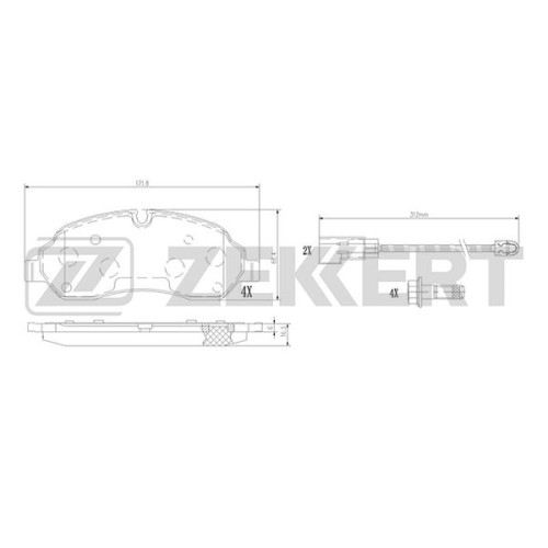 Колодки тормозные Ford Transit VIII 13- передние дисковые с датчиком (GDB2117) Zekkert BS-1368
