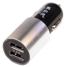 Зарядное устройство (адаптер) 12/24V USBх2 (1.0А+2.4А) SW Черный/серебро в коробке
