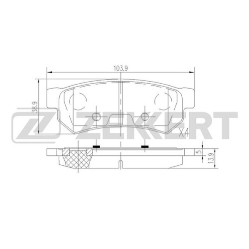 Колодки тормозные Chevrolet Lacetti 07-; Daewoo Gentra 13- задние (без ушек) Zekkert BS-2813