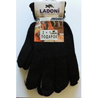 Перчатки Ladoni набор зимние двухслойные без ПВХ 2 пары + перчатки без ПВХ