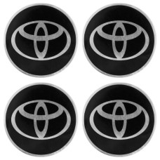 Эмблема на диски/колпаки D=5,7 см черные/алюминий Toyota 4 шт. Skyway