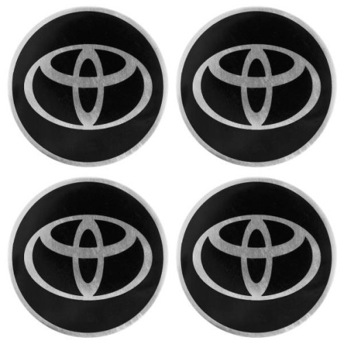 Эмблема на диски/колпаки D=5,7 см черные/алюминий Toyota 4 шт. Skyway